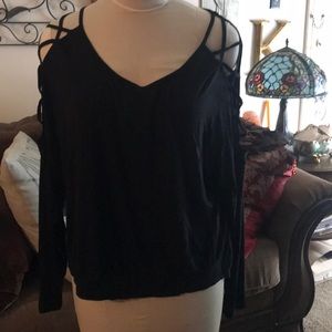 Venus Lattice Shoulder Top Sz XL Black